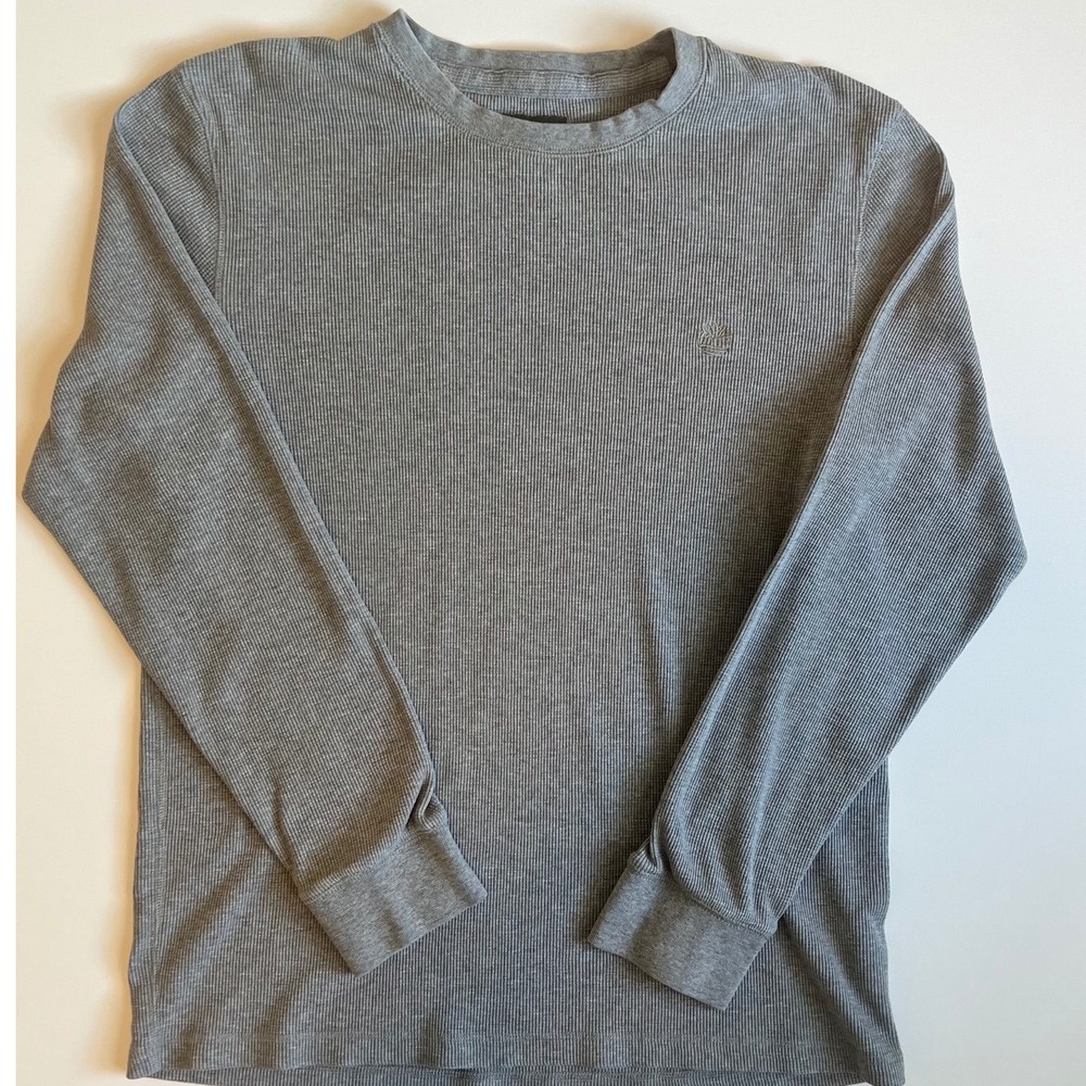Timberland Mens Gray Waffle Knit Thermal Long Sleeve Shirt XL Regular Fit